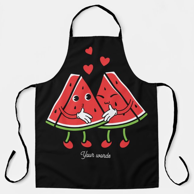 Create Your Own Watermelon Couple in Love Apron (Front)