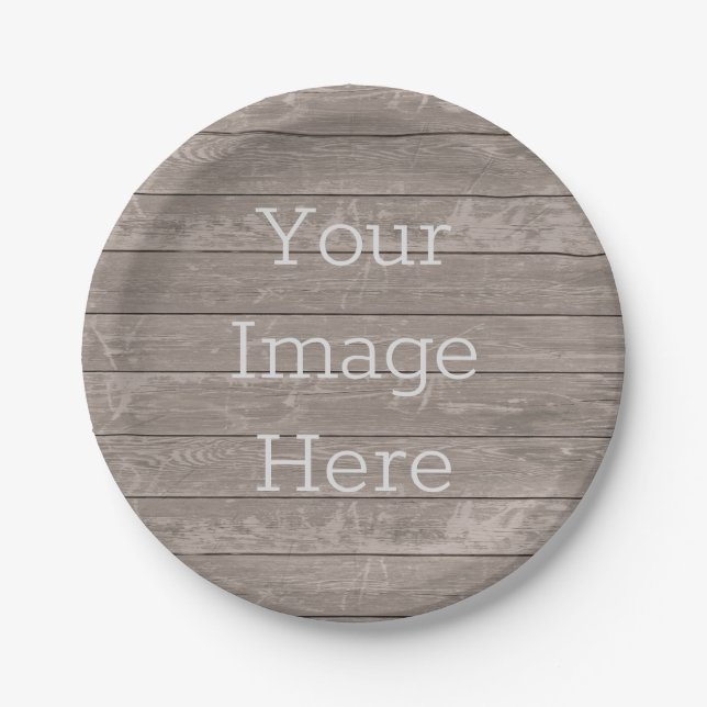 Create Your Own weathered rustic wooden plank Paper Plate (Front)
