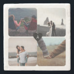 Create Your Own Wedding Anniversary Photo Template Stone Coaster<br><div class="desc">This set of coasters makes a perfect gift for newlyweds or your significant other on your wedding anniversary! With room for four wedding, engagement, or couple photos, this template features a small, classic, black heart in the centre with a monogram letter in the centre for an extra special personalised touch....</div>