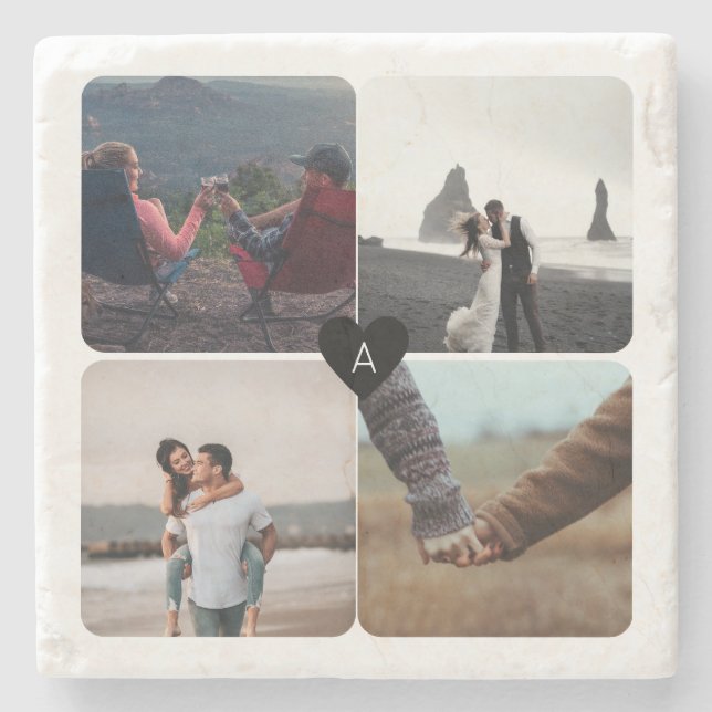 Create Your Own Wedding Anniversary Photo Template Stone Coaster (Front)