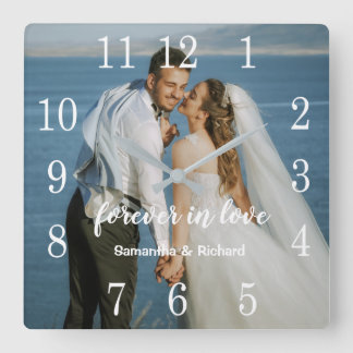 Create Your Own Wedding Anniversary Photo Text Square Wall Clock
