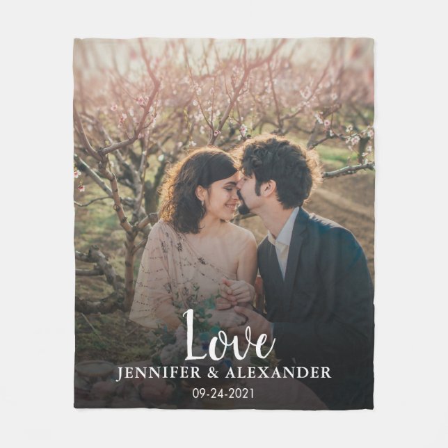 Create your own wedding engagement ccouple photo fleece blanket (Front)
