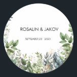 Create Your Own wedding eucalyptus Classic Round Sticker<br><div class="desc">This design is minimalist style which can be easily updated with your photo and text. If you need any help please contact me using the massage button below and I will be happy to help.</div>