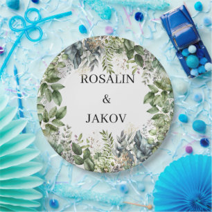 Create Your Own wedding eucalyptus Paper Plate