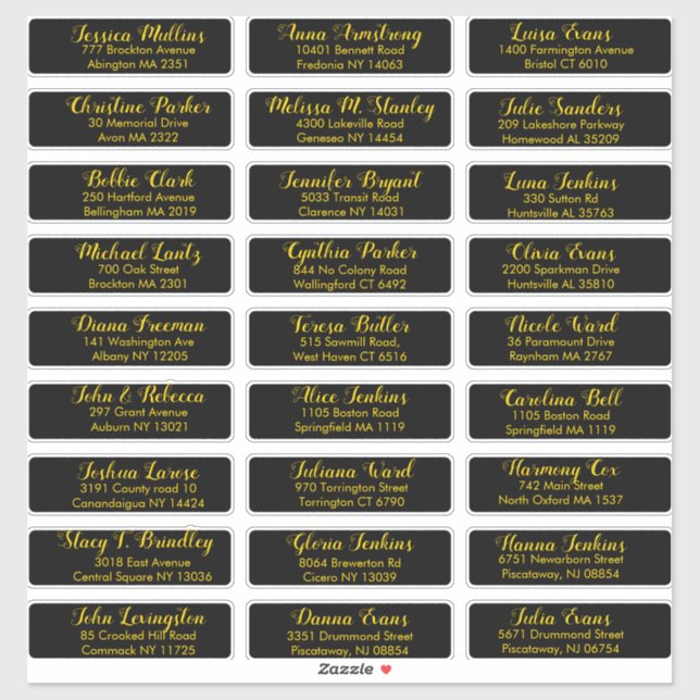 Create Your Own Wedding Guest Address Black Gold (Sheet)