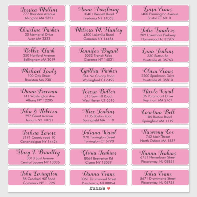 Create Your Own Wedding Guest Address Black Pink (Sheet)