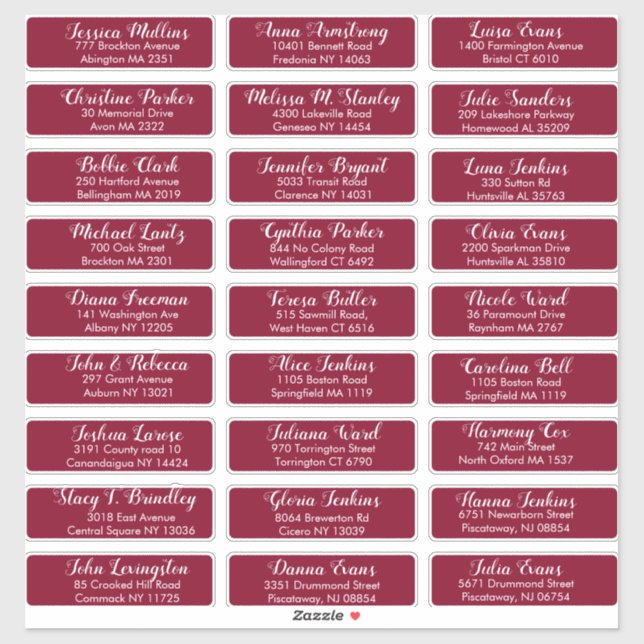 Create Your Own Wedding Guest Address Burgundy Red (Sheet)