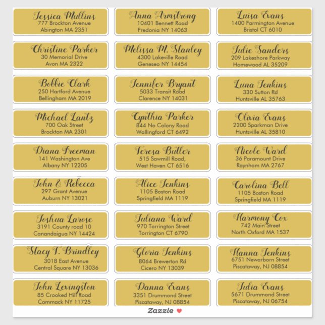 Create Your Own Wedding Guest Address Gold Black (Sheet)