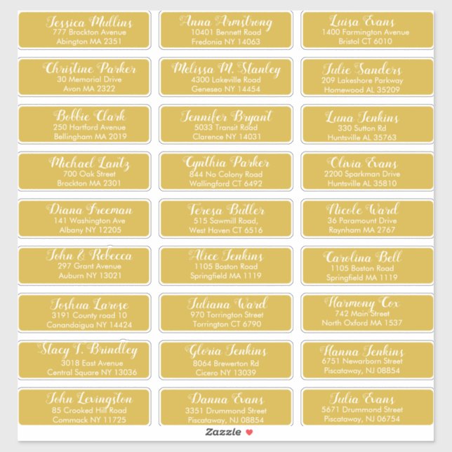 Create Your Own Wedding Guest Address Gold White (Sheet)