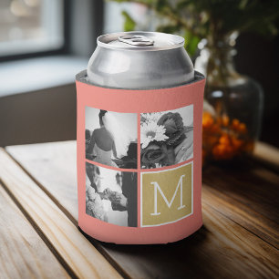 Create Your Own Wedding Photo Collage Monogram Can Cooler