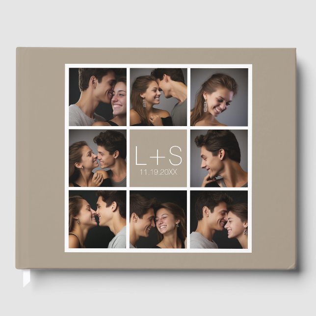Create Your Own Wedding Photo Collage Monogram Guest Book (Front)