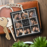 Create Your Own Wedding Photo Collage Monogram Key Ring<br><div class="desc">Black and White background - Use 8 square photos to create a unique and personal anniversary gift. Add the bride and groom's initials and date. If you need to adjust the pictures or monograms,  click on the customise tool to make changes.</div>