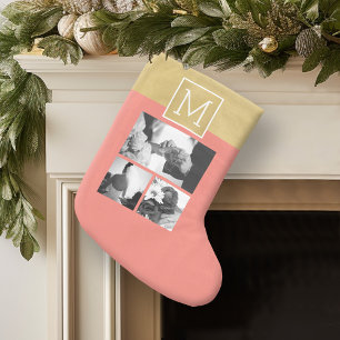 Create Your Own Wedding Photo Collage Monogram Large Christmas Stocking