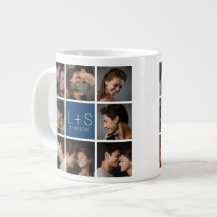 Create Your Own Wedding Photo Collage Monogram Large Coffee Mug