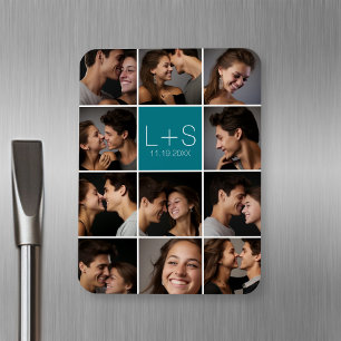 Create Your Own Wedding Photo Collage Monogram Magnet
