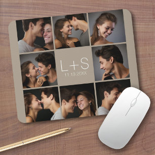 Create Your Own Wedding Photo Collage Monogram Mouse Mat
