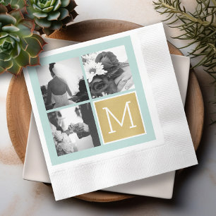 Create Your Own Wedding Photo Collage Monogram Napkin