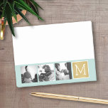 Create Your Own Wedding Photo Collage Monogram Post-it Notes<br><div class="desc">2015 colours of mint and gold foil print background - Use 3 square photos to create a unique and personal anniversary gift. Add the bride and groom's initials. If you need to adjust the pictures or monograms,  click on the customise tool to make changes.</div>