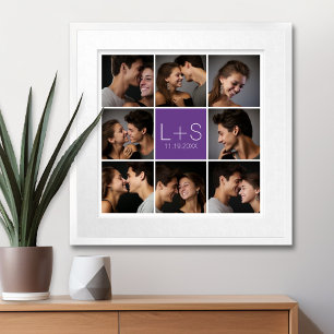 Create Your Own Wedding Photo Collage Monogram Poster