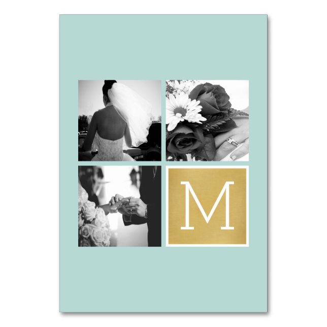 Create Your Own Wedding Photo Collage Monogram Table Number (Front)