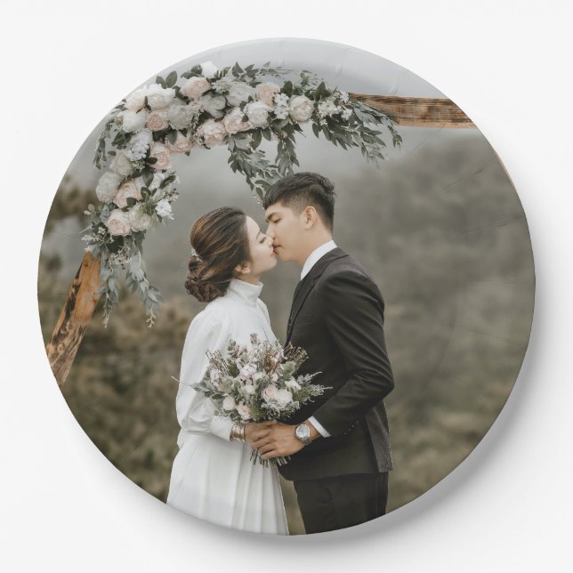 Create Your Own Wedding Photo Couple Paper Plate (Front)