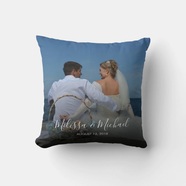 Create your own wedding photo wedding keepsake cushion (Front)