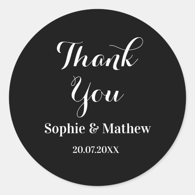 Create Your Own Wedding Thank You Classic Round Sticker (Front)