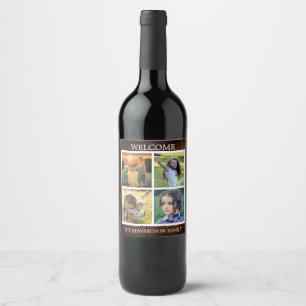 Create your own Welcome family photo collage Wine Label