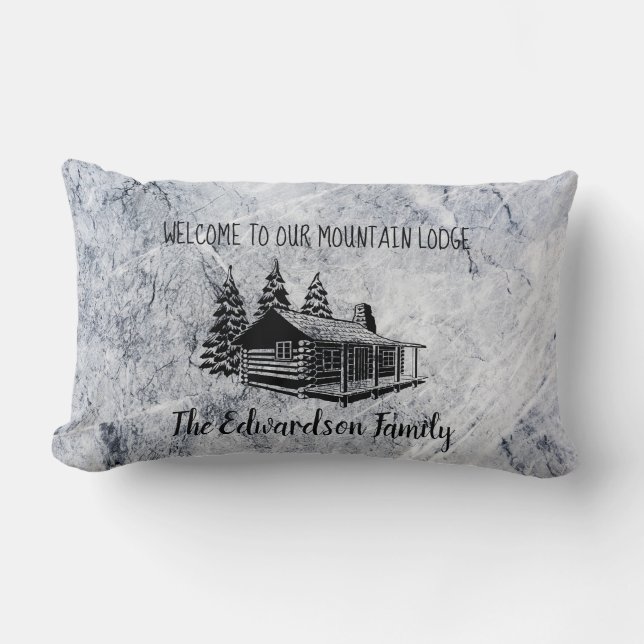 Create your own Welcome mountain family lodge Lumbar Cushion (Front)