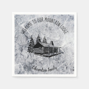 Create your own Welcome mountain family lodge rock Napkin