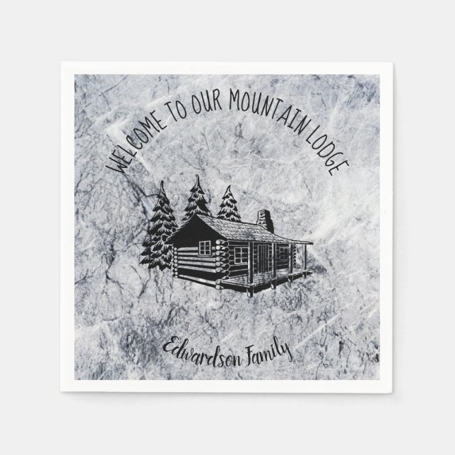 Create your own Welcome mountain family lodge rock Napkin (Front)