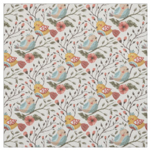 Create Your Own Whimsical Colour Choice Floral Bir Fabric