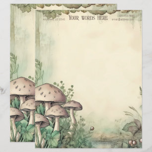 Create Your Own Whimsical Pink Mushrooms Custom Letterhead