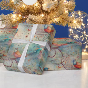 Create Your Own Whimsical Songbirds Floral Wrapping Paper