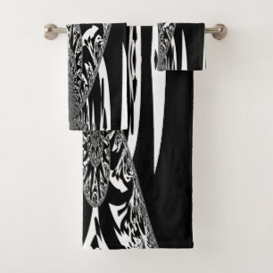 Create Your Own White and Black Bath Towel Set