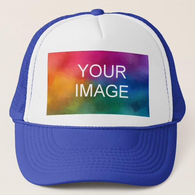 Create Your Own White And Royal Blue Elegant Trucker Hat (Front)