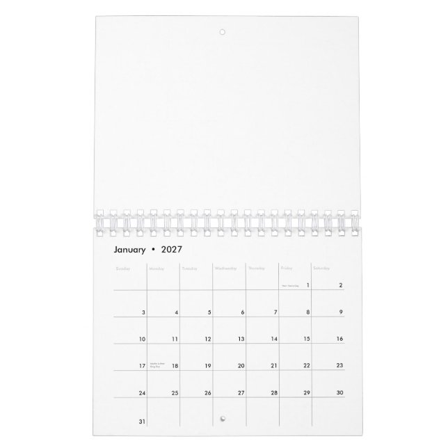Create Your Own white  Calendar (Jan 2027)