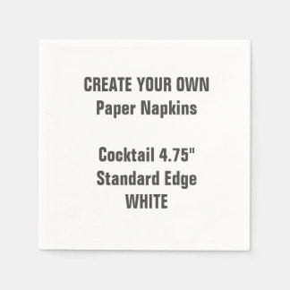 Create Your Own WHITE Cocktail Paper Napkins