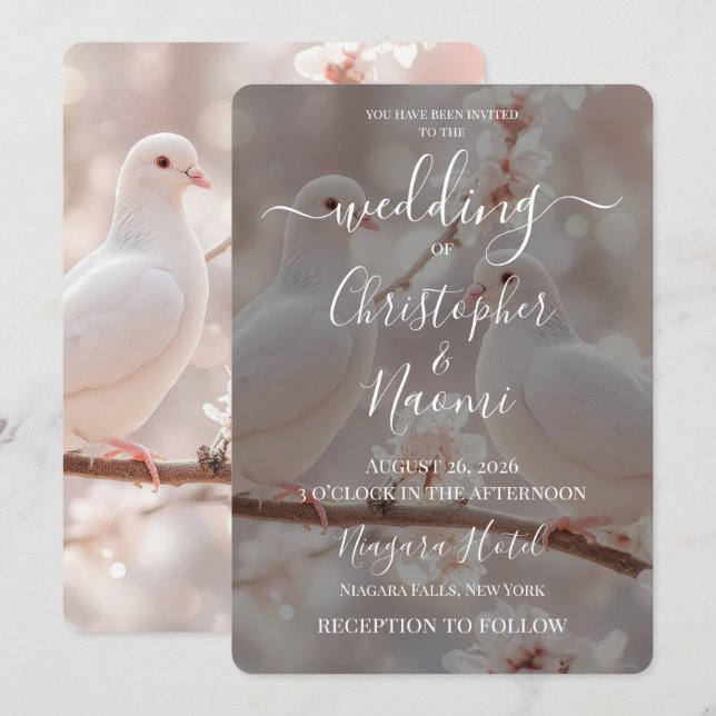 Create Your Own White Doves Wedding Invitation (Front/Back)
