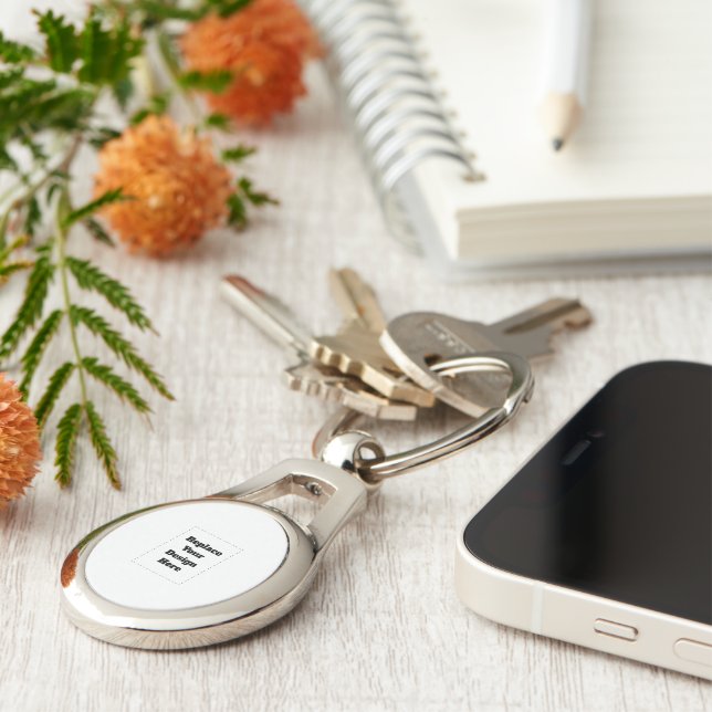 Create Your Own white  Key Ring (Side)