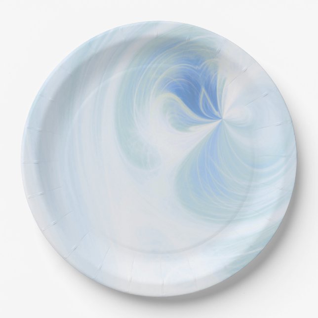 Create Your Own White Light Swirls - Blue Paper Plate (Front)