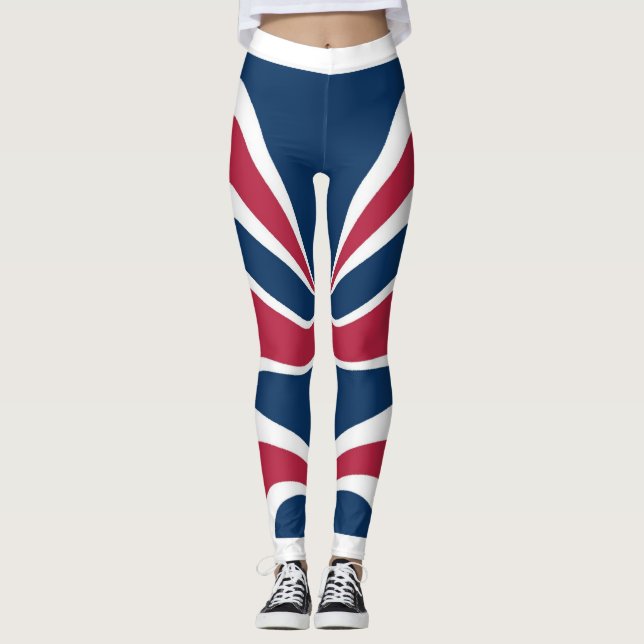 Create your own white red blue design leggings (Front)