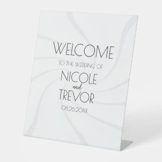 Create Your Own White Retro Swirls Wedding Welcome Pedestal Sign