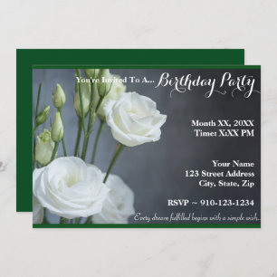 Create Your Own White Rose Birthday Invitation