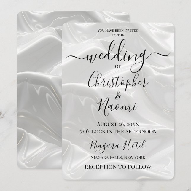 Create Your Own White Silky Waves Wedding Invitation (Front/Back)