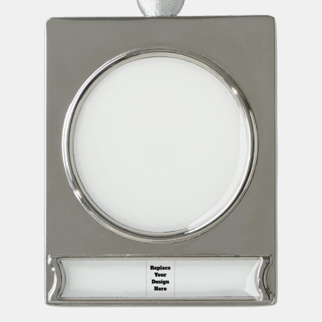 Create Your Own white  Silver Plated Banner Ornament (Front)
