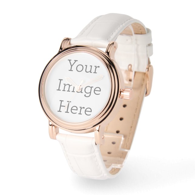 Rose Gold Vintage White Strap Watch (Angle)