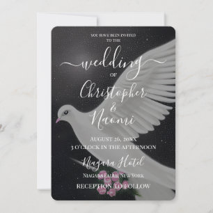 Create Your Own White Wedding Dove with Flowers Invitation