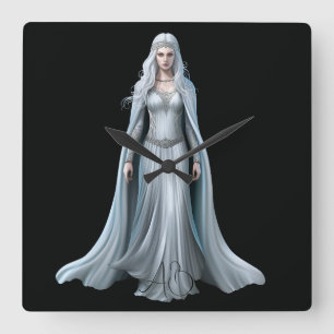 Create Your Own White Witch Square Wall Clock