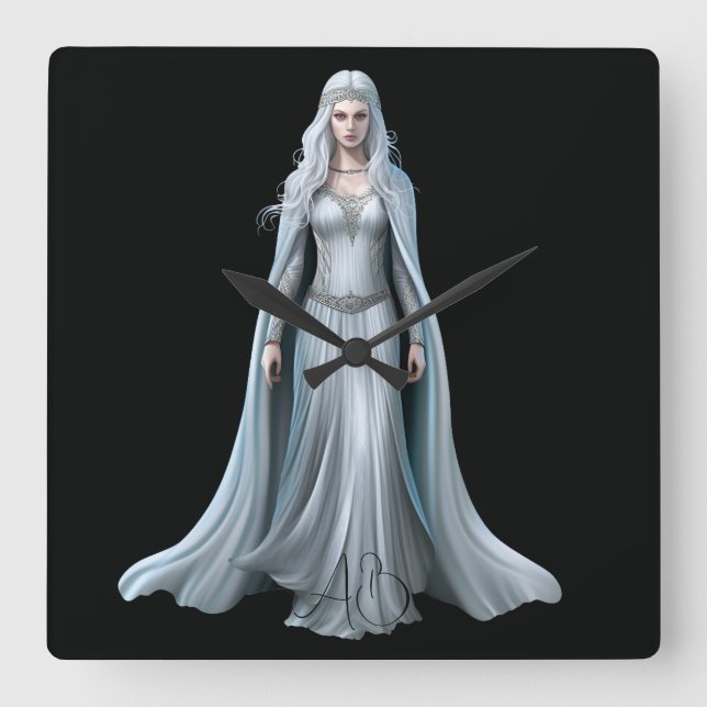 Create Your Own White Witch Square Wall Clock (Front)
